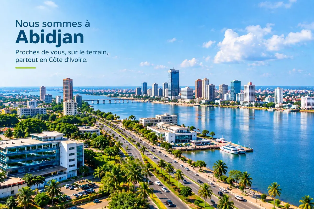 Vue d’Abidjan : nous sommes à Abidjan, proches de vous, sur le terrain, partout en Côte d’Ivoire